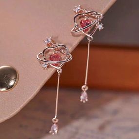 Сережки з сердечками, сережки сердечки, сережки сердечко, сережки з камінцями, сережки з камінчиками, сережки з підвісками