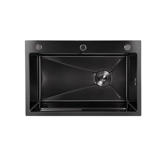 Мойка для кухни интегрированная Lidz Handmade H6845B Brushed Black PVD 3,0/1,0 мм LDH6845BRUBLM49456 | Зображення 2