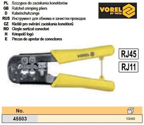 Інструмент обтискача зачистки затискач мережевих кабелів VOREL VOREL-45503