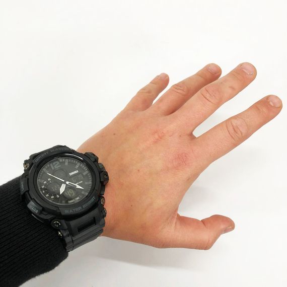 Годинник наручний чоловічий SKMEI 1343BK BLACK, годинник тактичний протиударний. Колір: чорний | Зображення 7