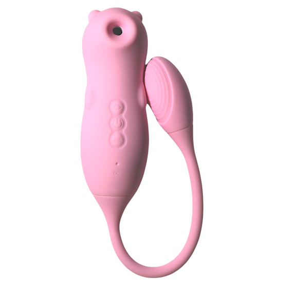 Вагінально-кліторальний вібромасажер "Fun bear", 5 вакууму, 10 вібрації, рожевий sexstyle | Зображення 2