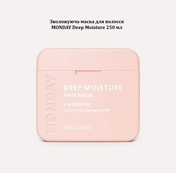 Зволожуюча маска для волосся MONDAY Deep Moisture (250 мл) — з гіалуроновою кислотою та кокосовою олією
