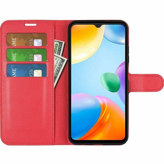 Чохол книжка з кишенями для карт на Xiaomi Redmi 10C колір Червоний | Зображення 1