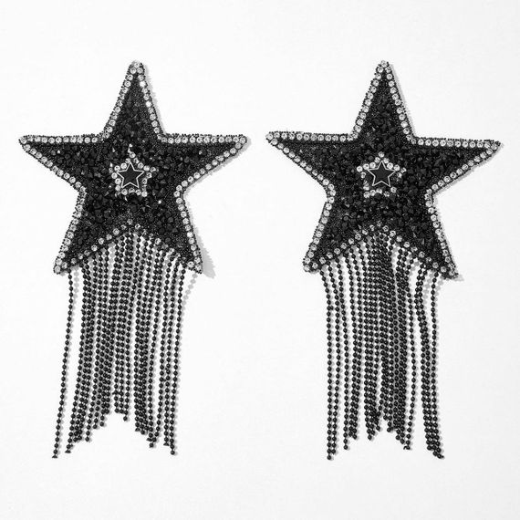 Пестис-зірки з бахромою JSY Nipple Sticker RT236112 Black, стікери sexstyle