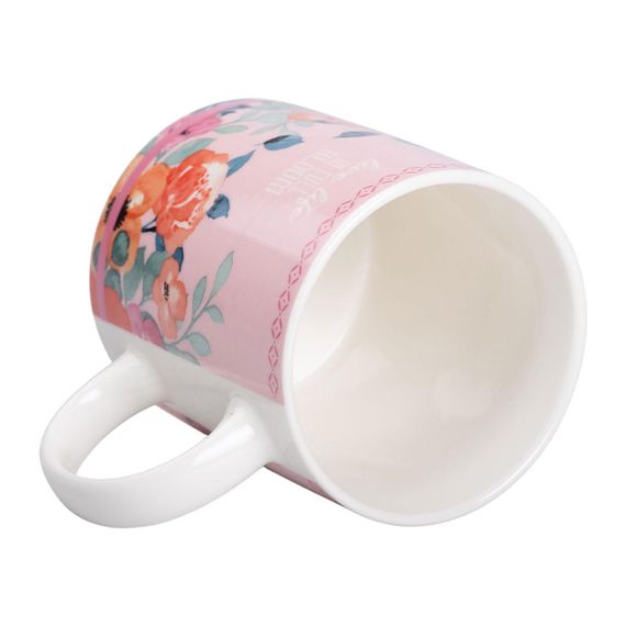 Кружка фарфоровая с цветочным принтом 400 (мл) для чая и кофе Розовая RX-N240139P | Зображення 1