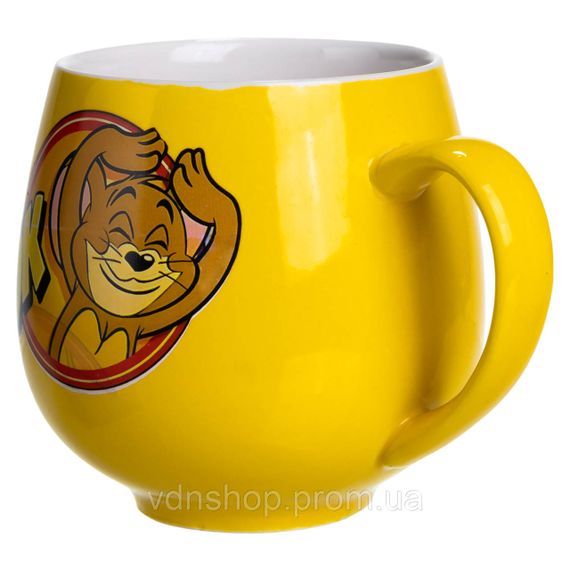 Праздничная фарфоровая чашка "Веселые Герои" 400 мл, Кружка детская с фарфора на подарок Желтая FM-13OK | Зображення 2
