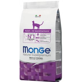 Сухой корм для кошек Monge Cat Adult со вкусом курицы и риса 1.5 кг (8009470004992)