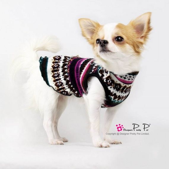 Платье вязанное для собак Pretty Pet "Узоры" коричневый | Зображення 3