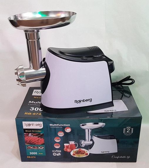 Электромясорубка с соковыжималкой Rainberg RB-674 3000W | Зображення 1