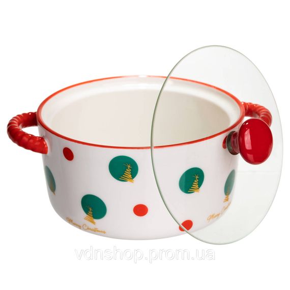 Супниця порцелянова Christmas Tree новорічна  800 (мл) з кришкою Yiwu FM-CS-9D | Зображення 3