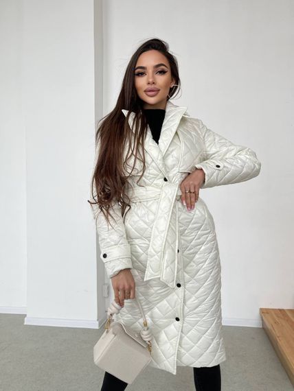 Пальто женское стеганое Milania Размер XL (48-50), M-L (44-46) XS-S (42-44) Молочный | Зображення 3