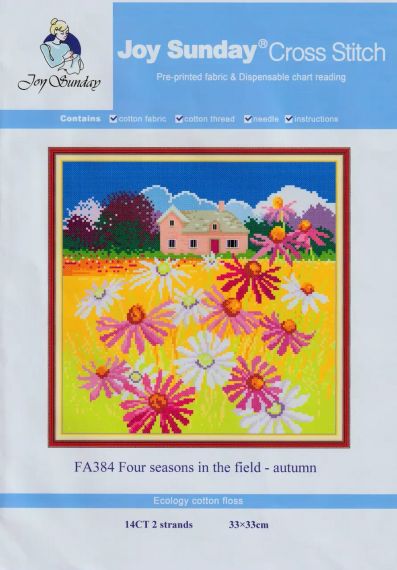 Набор для вышивания по нанесённой на канву схеме "Four season in the field-autumn". AIDA 14CT printed 33*33 см | Зображення 1