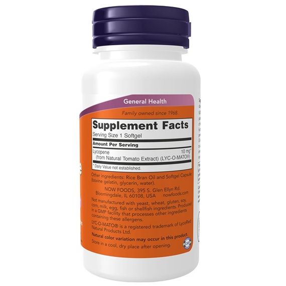 Ликопин NOW Foods Lycopene 10 mg 120 Softgels | Зображення 1