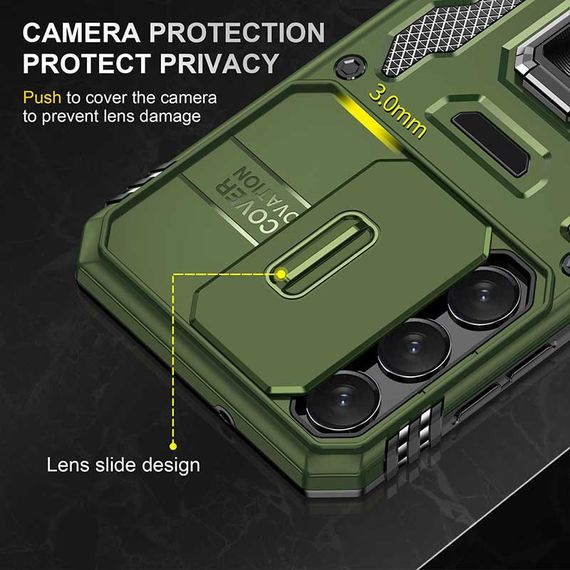 Ударостійкий чохол Camshield Army Ring для Samsung Galaxy S21 FE Оливковий / Army Green | Зображення 1