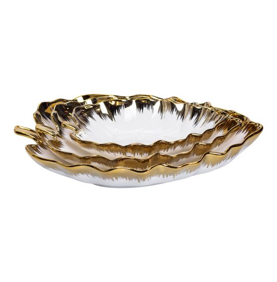 Набір порцелянових страв для сервірування столу 3 (шт) у формі листа Золотистий HP-26-10 | Зображення 1