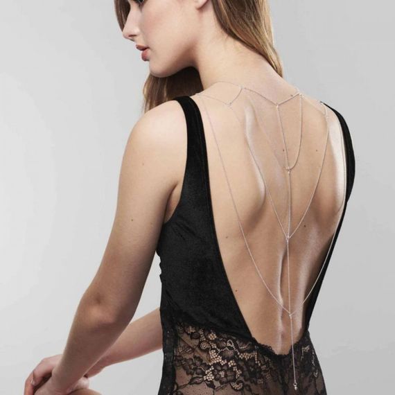 Цепочка для спины Bijoux Indiscrets Magnifique Back and Cleavage Chain -Silver, украшение для тела sexstyle