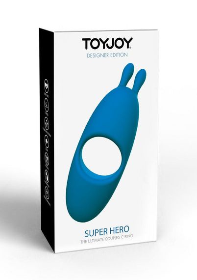 Перезаряжаемое парное кольцо для пениса Toy Joy Superhero Couples C-Ring синее sexstyle | Зображення 5