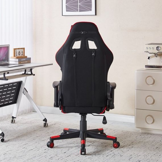 Крісло геймерське з тканини Bonro Бонро B-142 чорно-червоне + 2 подушки (42401116) | Зображення 4