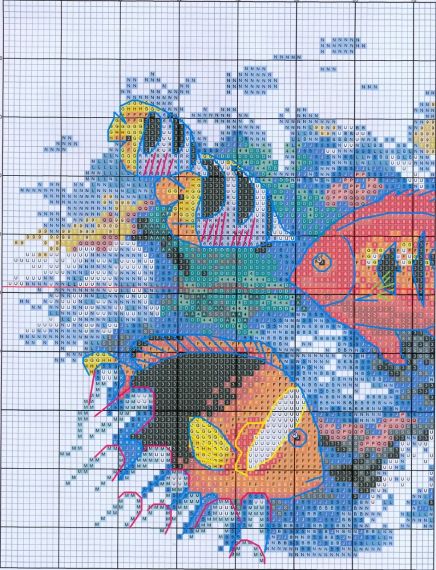 Набір для вишивання за нанесеною на канву схемою "Tropical fish". AIDA 14CT printed,48*22 см | Зображення 2