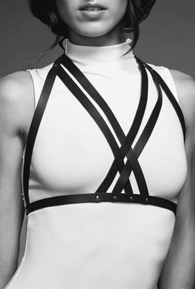 Портупея на грудь Bijoux Indiscrets MAZE - Halter Bra Harness, Черный, One Size, ONE SIZE