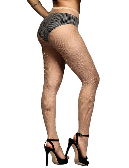 Колготки в сеточку со стразами Star Night телесного цвета XS-M sexstyle | Зображення 2