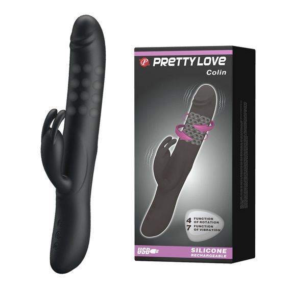 Вібратор кролик Pretty Love Colin, чорний Sex Aura