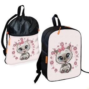 Шкільний рюкзак дитячий з кошеням + Сумка для взуття спортивної форми рюкзак-мішок для хлопчика (01707)