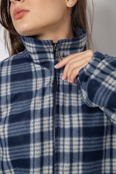 Кофта-сорочка на блискавці утеплена, колір бежево-синій, 244R2210 | Зображення 4