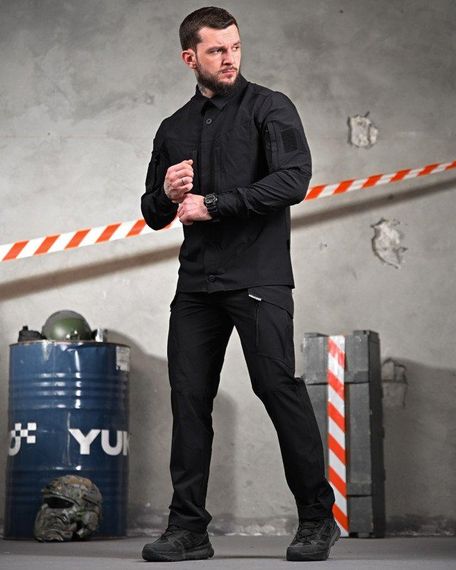 Літній міський тактичний костюм URBAN чорний поліція ПП7691