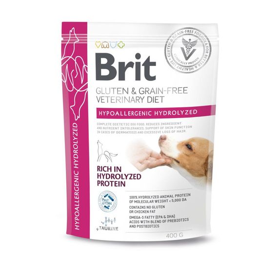 Корм сухий Brit VetDiet Dog Hypoallergenic Hydrolyzed для собак із харчовою алергією з гідролізованим білком 400 г