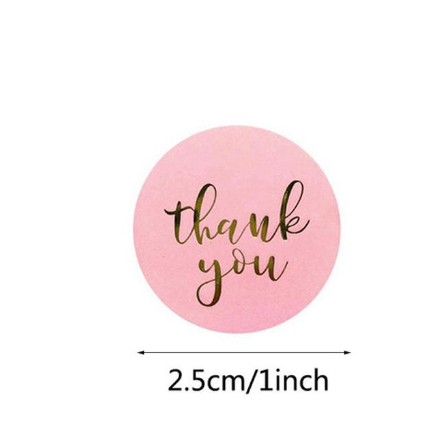 Наліпки,стікери  "Thank you", 25 мм  Колір рожевий | Зображення 1