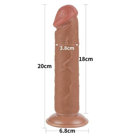 Фалоімітатор - Sliding-Skin Dual Layer Dong 8" Brown #2 Sex Aura | Зображення 2