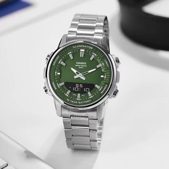 Класичний Чоловічий годинник Casio AMW-880D-3A стальний, водонепроникний, Японія | Зображення 1