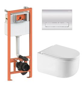 Набір Qtap Nest 4 в 1 підвісний унітаз Taurus Ultra Quiet 490x360x380 + комплект інсталяції QT2433084EUQW46155