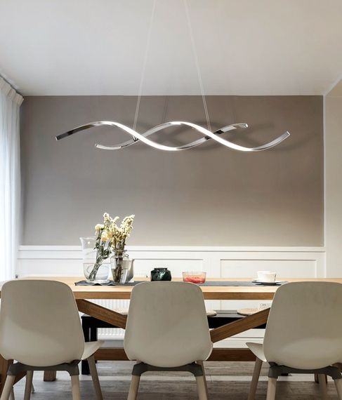 Люстра світлодіодна підвісна LED світильник для квартири на стелю лед 27356 Хром 25-100х14х103 см. | Зображення 2