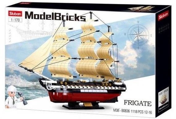 Конструктор SLUBAN M38-B0836 "Model Bricks": Фрегат ІХ-21, 1:170, 1118 дет.