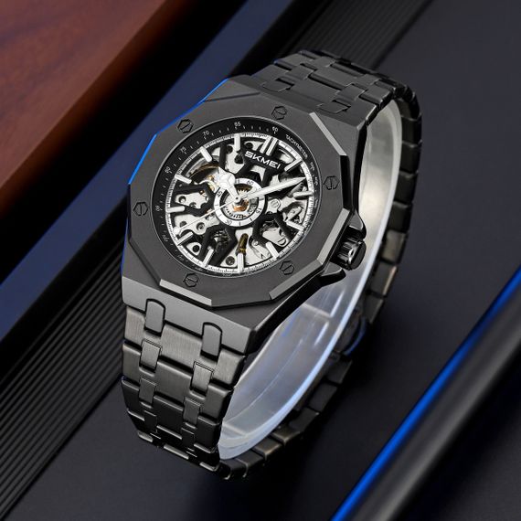 Класичний чоловічий годинник Skmei M036PBK Black Steel | Зображення 2