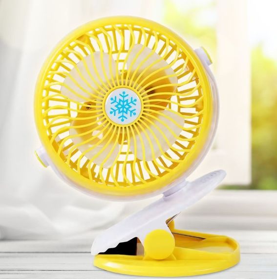 Портативный настольный вентилятор Mini Fan WX 6503 мини охладитель на аккумуляторе с прищепкой 2 скорости 4 Вт Желтый | Зображення 2