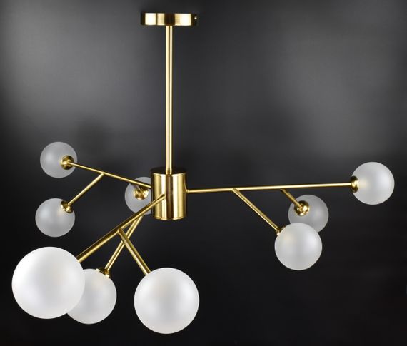 Люстра стельова на 9 лампочок 27067 Латунь 42-72х110х110 см. | Зображення 2