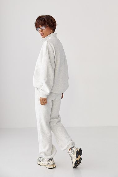 Утеплений спортивний костюм із джогерами та світшотом - світло-сірий цвет, S/M (є розміри) | Зображення 1