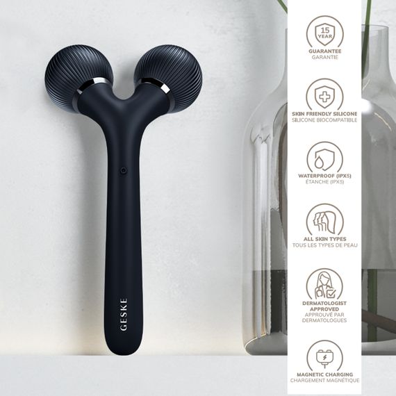 Електронний ультразвуковий ролик для обличчя та тіла GESKE Sonic Facial&Body Roller 4в1 black | Зображення 2