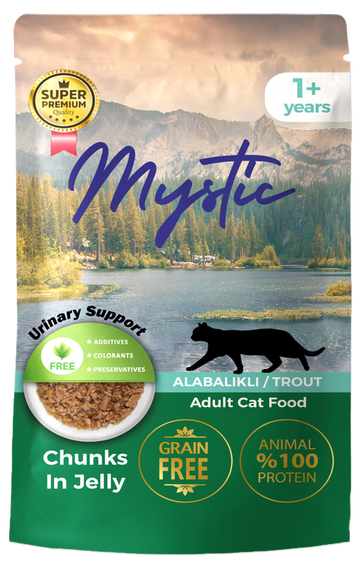 Вологий корм Mystic для котів шматочки в желе з ФОРЕЛЛЮ Пауч 85гр