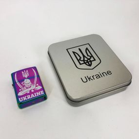 Дуговая электроимпульсная USB зажигалка Украина (металлическая коробка) HL-449. VF-976 Цвет: хамелеон