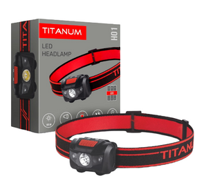 Ліхтарик LED налобний 100Lm 6500К 3*AAA червоний/чорний TLF-H01 Titanum