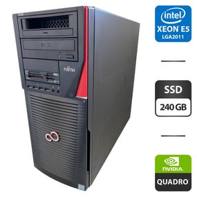 Робоча станція Fujitsu Celsius M740n Tower / Intel Xeon E5-2697 v3 (14 (28) ядер по 2.6 - 3.6 GHz) / 32 GB DDR4 / 240 GB SSD / nVidia Quadro K2200, 4 GB GDDR5, 128-bit / DVD-ROM б/в