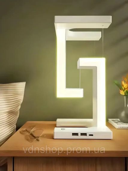 Настольная лампа SHS 2238 светодиодная с 2*USB и беспроводной зарядкой 10W | Зображення 1