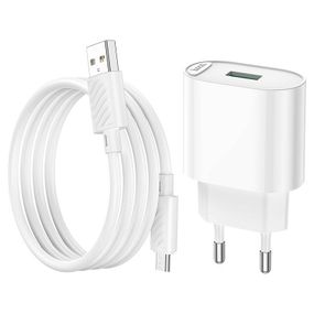 Набор СЗУ 110-240V HOCO C109A 1xUSB + кабель Micro,3.0A,кабель 1м,White,Blister