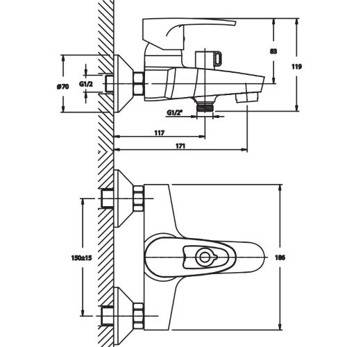 Змішувач для ванни Haiba CEBA 009 (HB0828) | Зображення 1