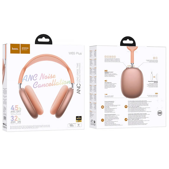 Накладні бездротові навушники Hoco W65 Plus Happy ANC (Orange) | Зображення 3