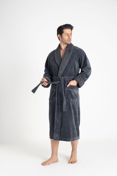 Мужской халат Nusa 1330 2XL антрацит | Зображення 4